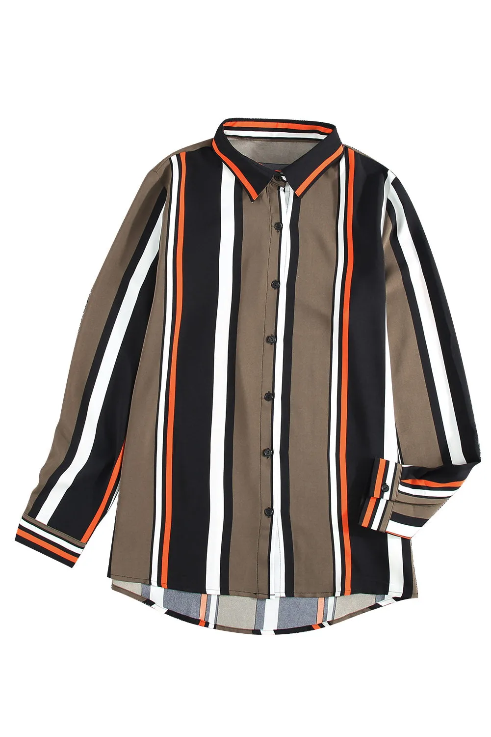 Brown Striped Modern Women Shirt