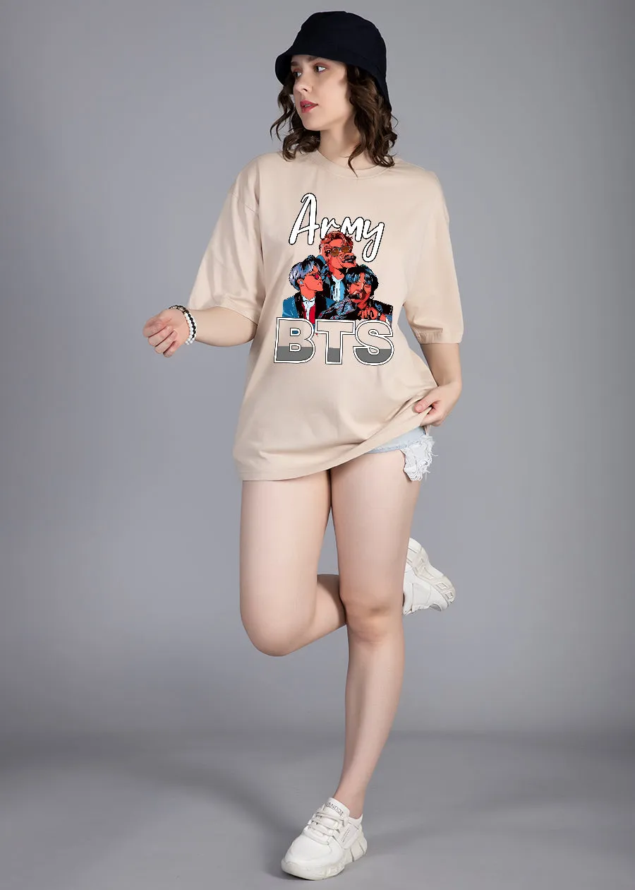 BTS Club Women Oversized Printed T-Shirt