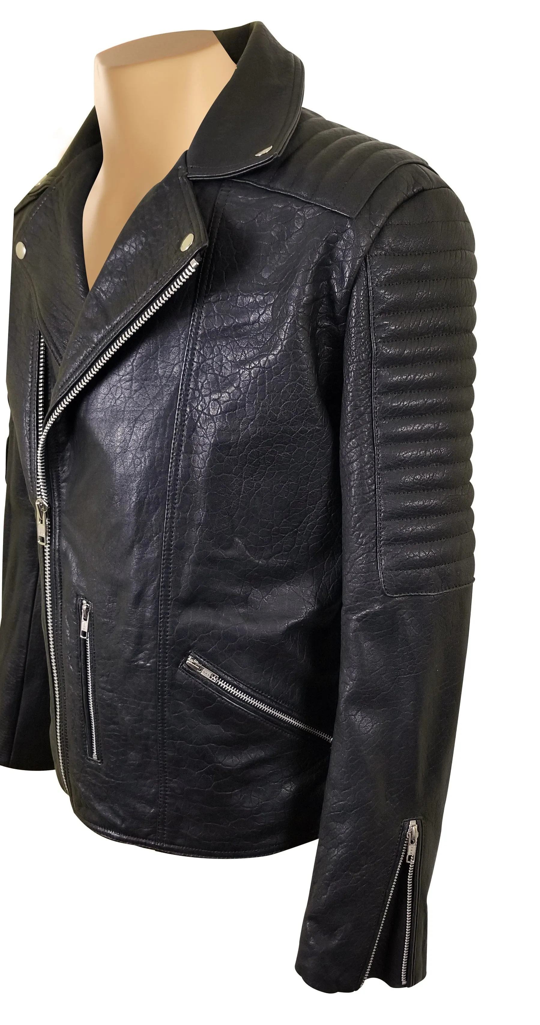 Bubble Textured Biker style Leather Jacket