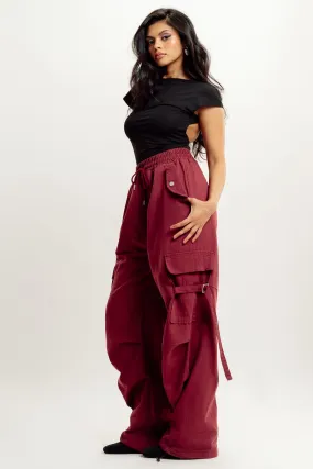 Burgundy Street Style Cargo Pant