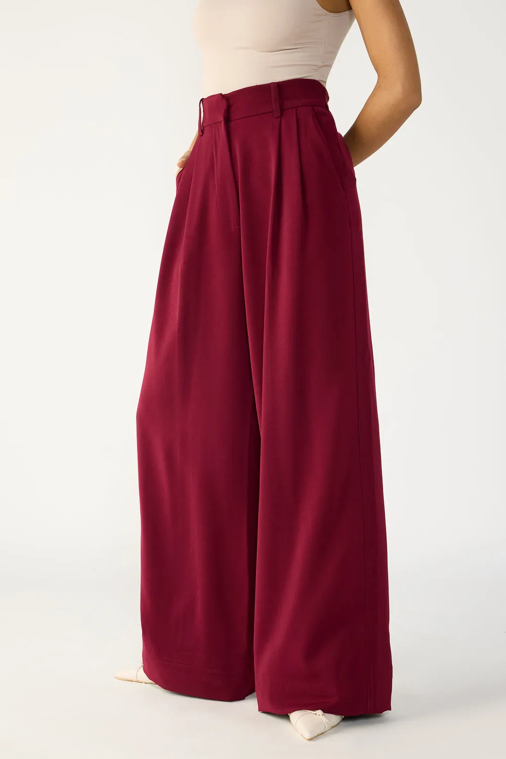 Burnt Maroon Adjustable Korean Pants