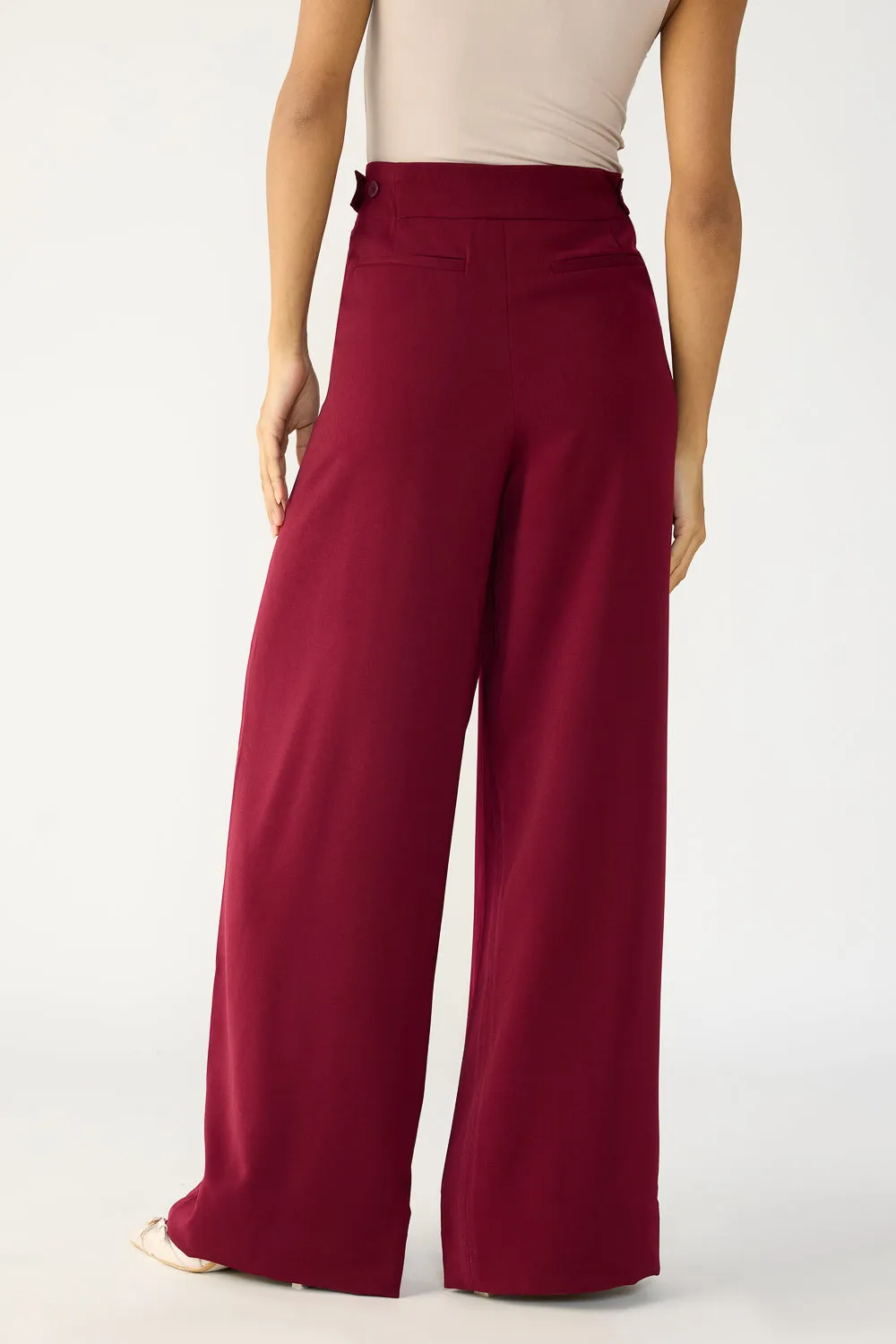 Burnt Maroon Adjustable Korean Pants