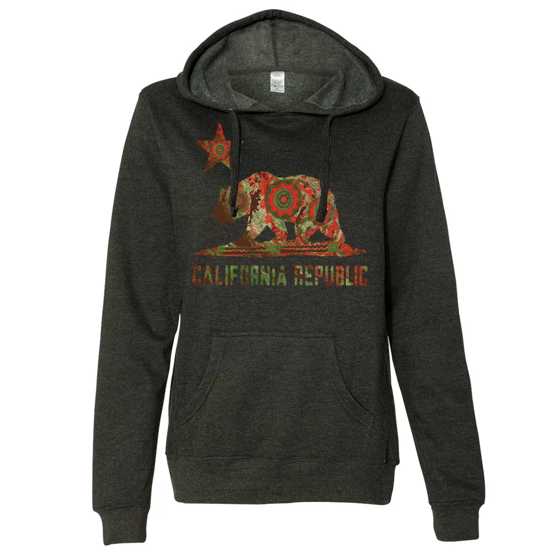 California Chumash Mandala Bear Ladies Lightweight Fitted Hoodie