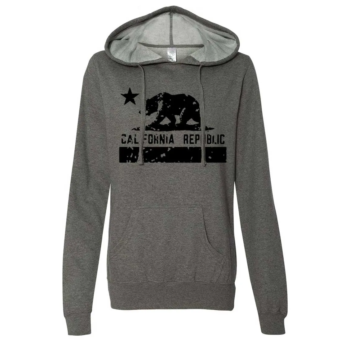 California Flag Black Print Silhouette Ladies Fitted Hoodie