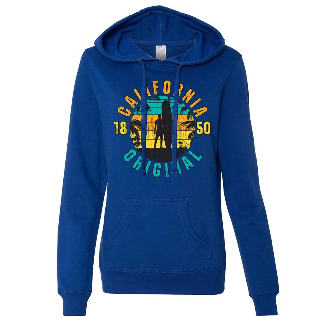 California Original Vintage Surfer Ladies Lightweight Fitted Hoodie