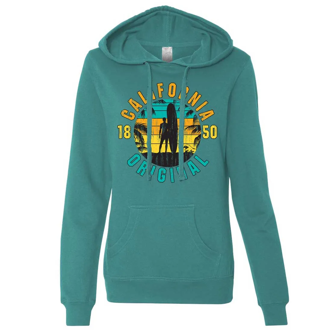 California Original Vintage Surfer Ladies Lightweight Fitted Hoodie