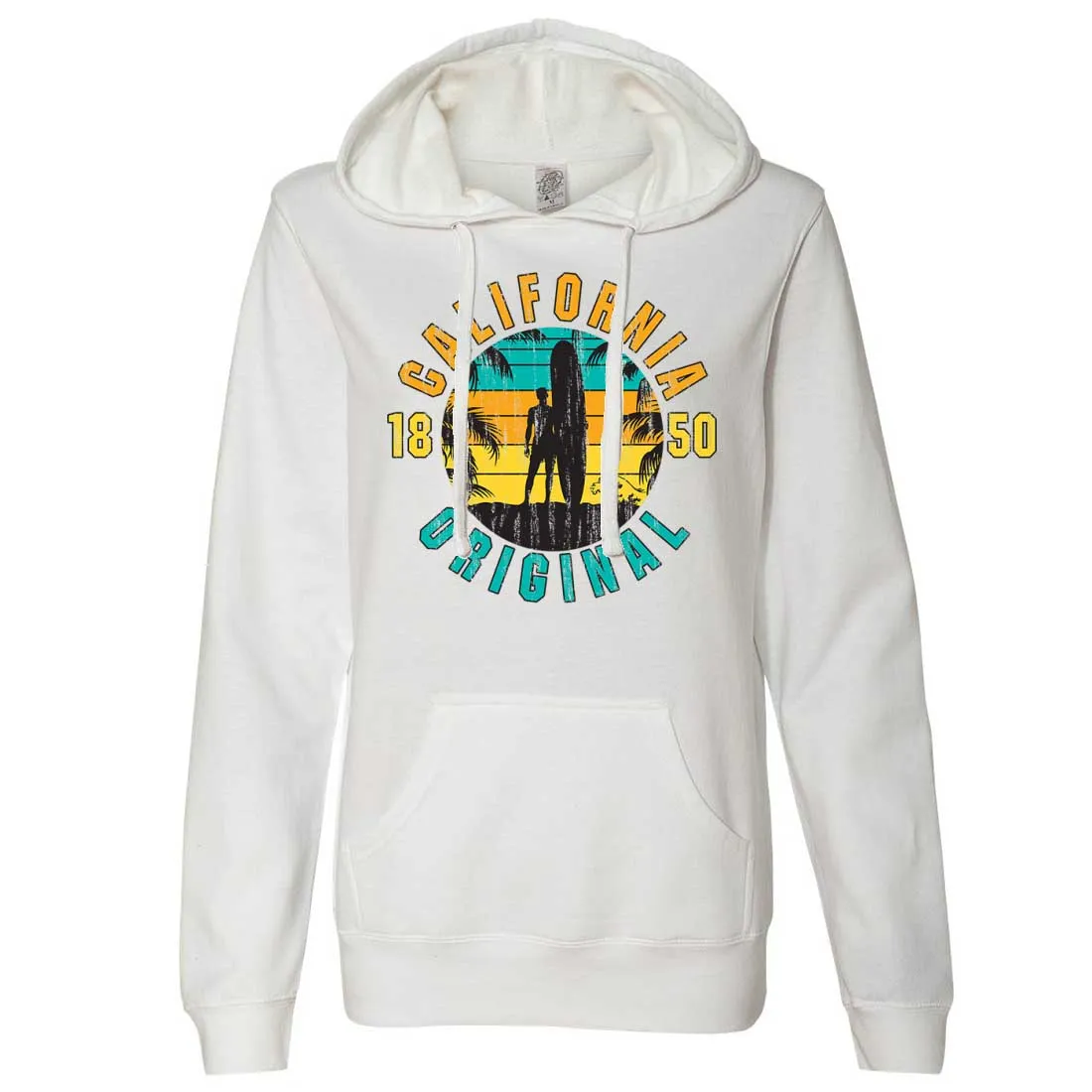 California Original Vintage Surfer Ladies Lightweight Fitted Hoodie