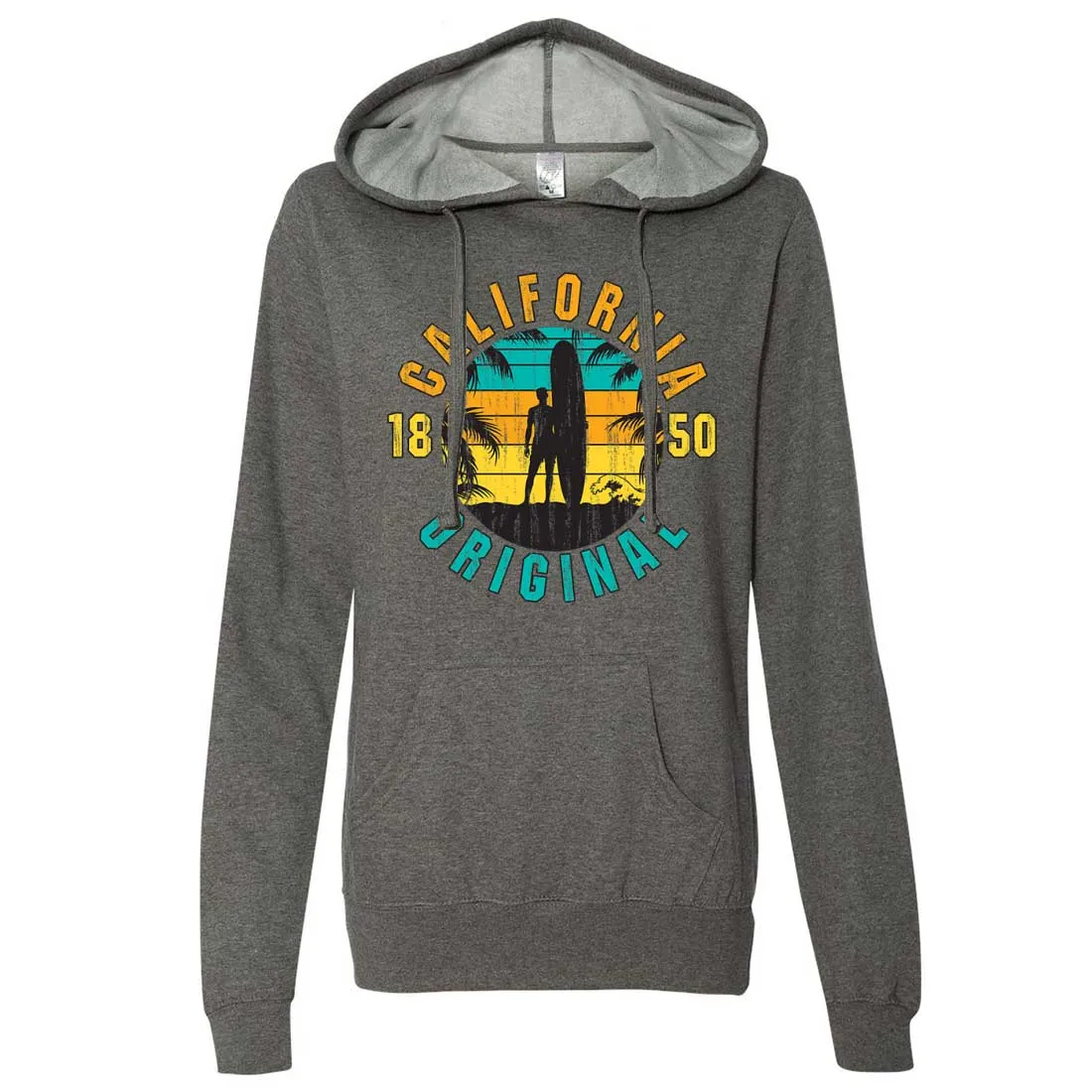 California Original Vintage Surfer Ladies Lightweight Fitted Hoodie