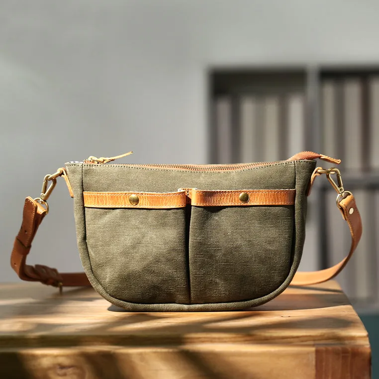 Canvas Leather Saddle Crossbody Bag For men For Women-i7bags