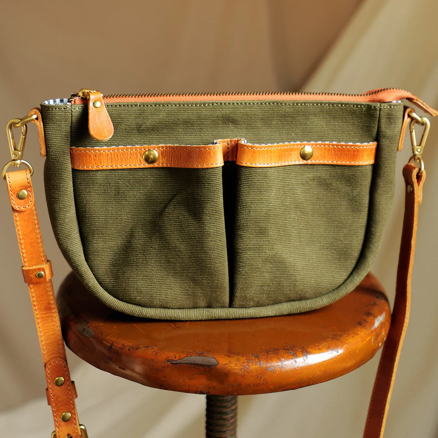 Canvas Leather Saddle Crossbody Bag For men For Women-i7bags