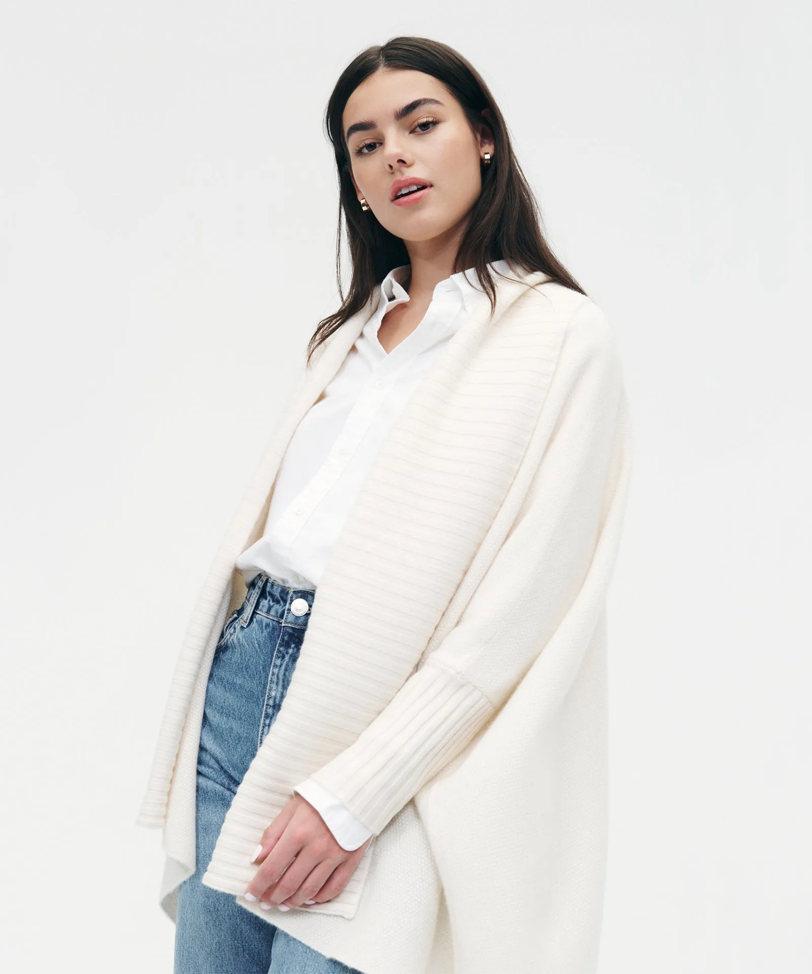 Cashmere Shawl Collar Cocoon Cardigan