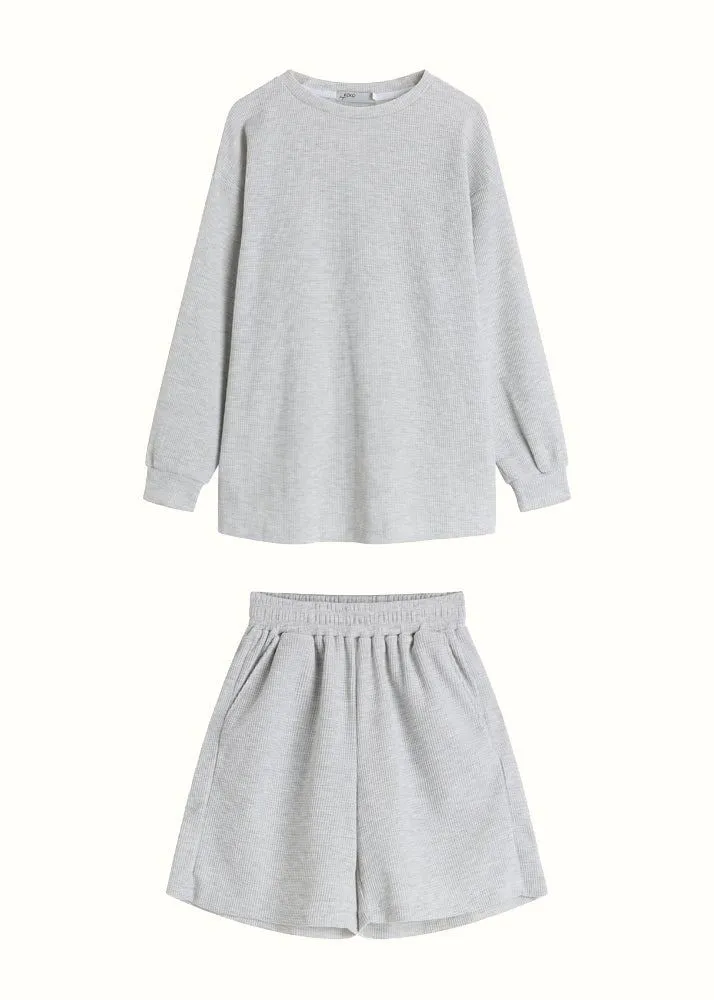 Casually Gray sweatshirt   shorts loungewear set