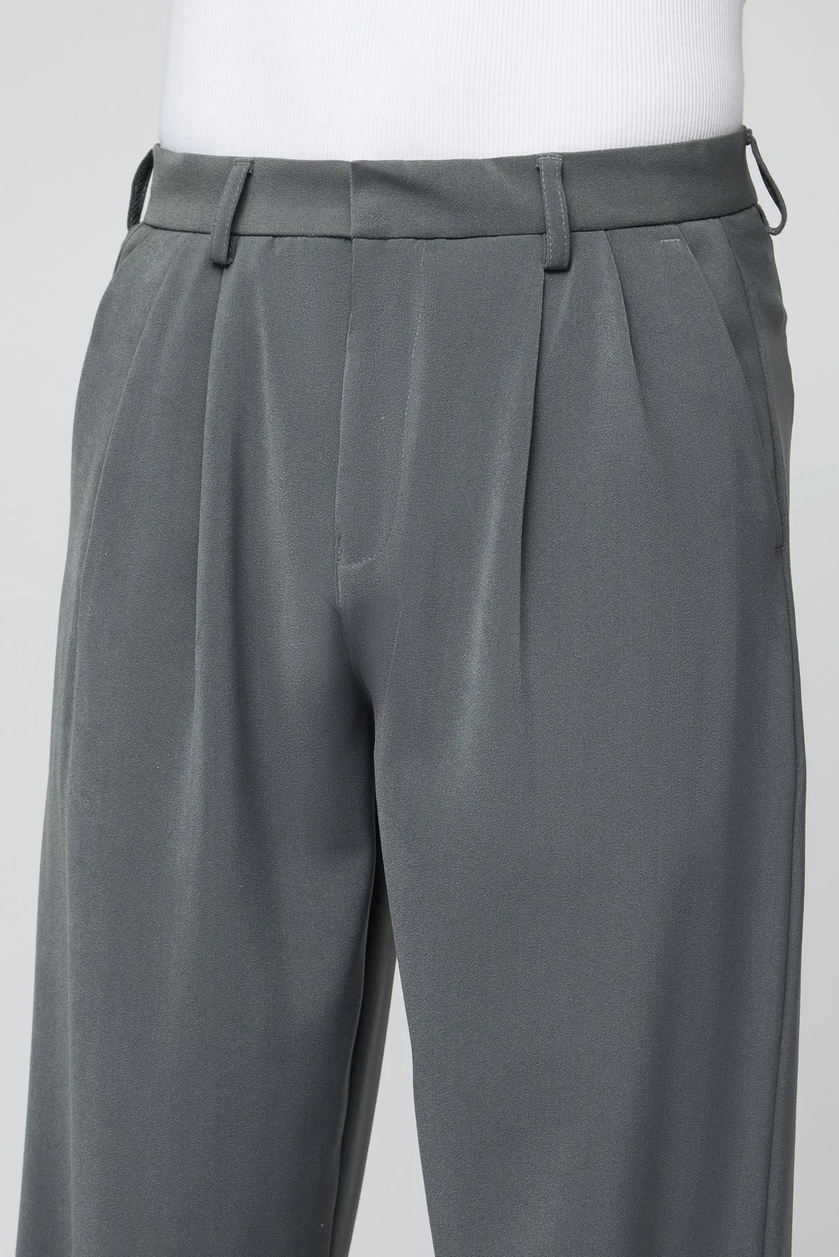 Charcoal Men's Pleated Korean Pants