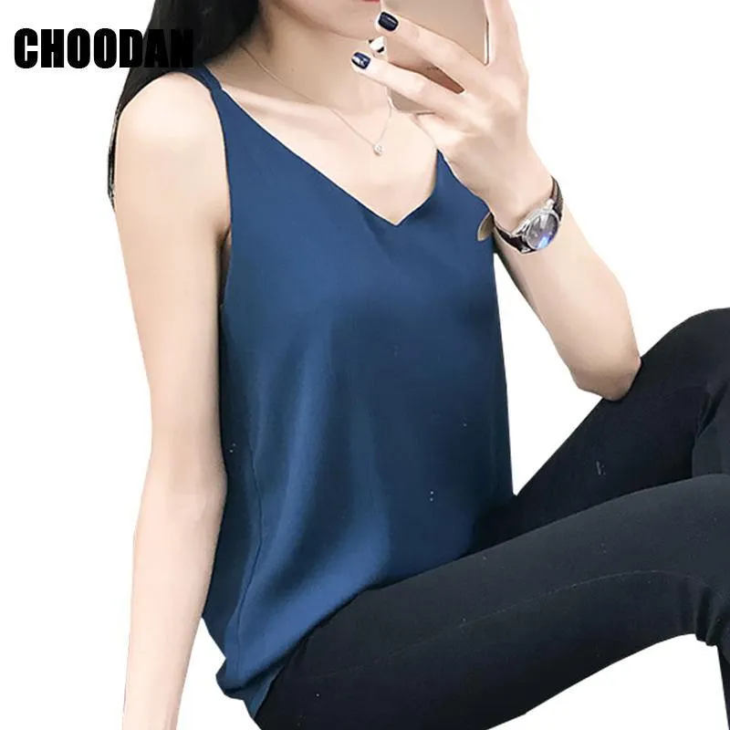 Chiffon Tank Top Summer Women Tops 2018 New Korean Style 2017 Sleeveless Camisoles V-neck Spaghetti Ladies Tanks Female Clothes