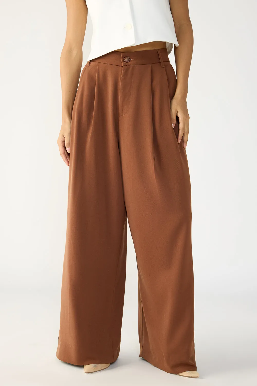 Chocolate Brown Flared Formal Korean Pants