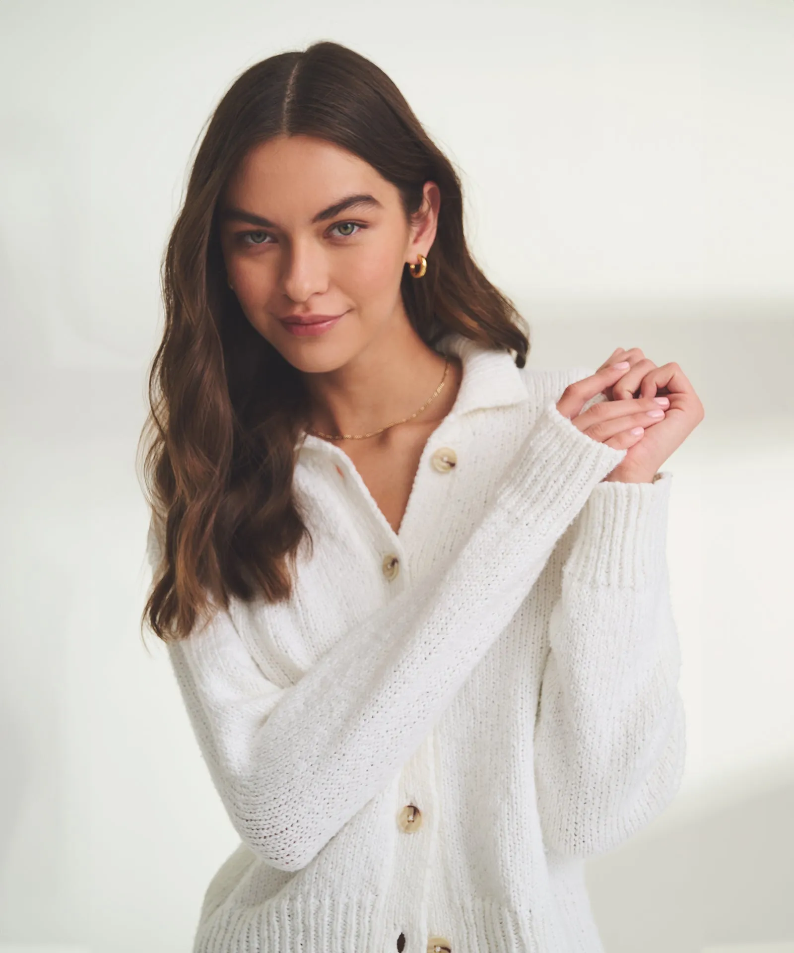 Chunky Cotton Collared Cardigan