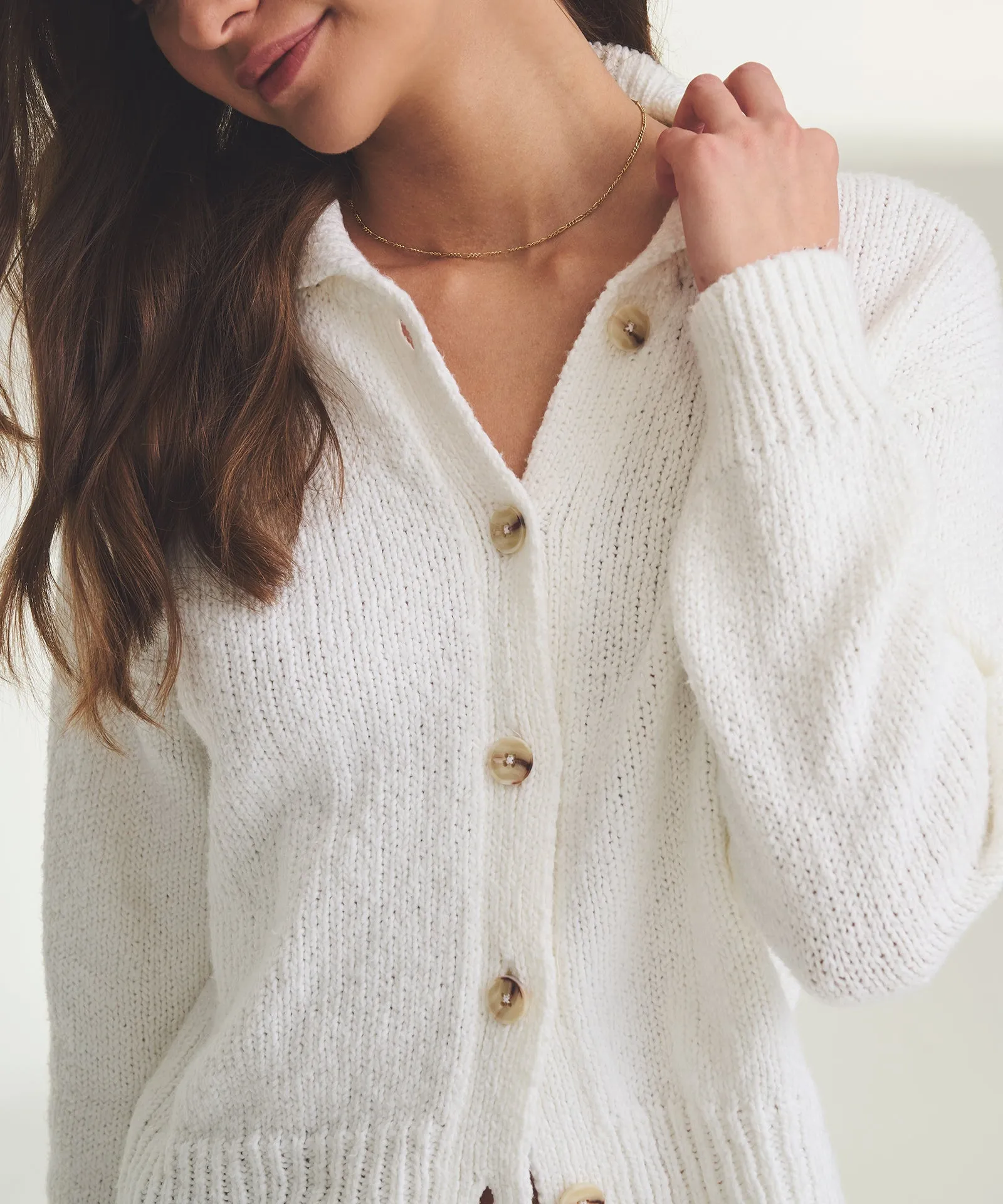 Chunky Cotton Collared Cardigan