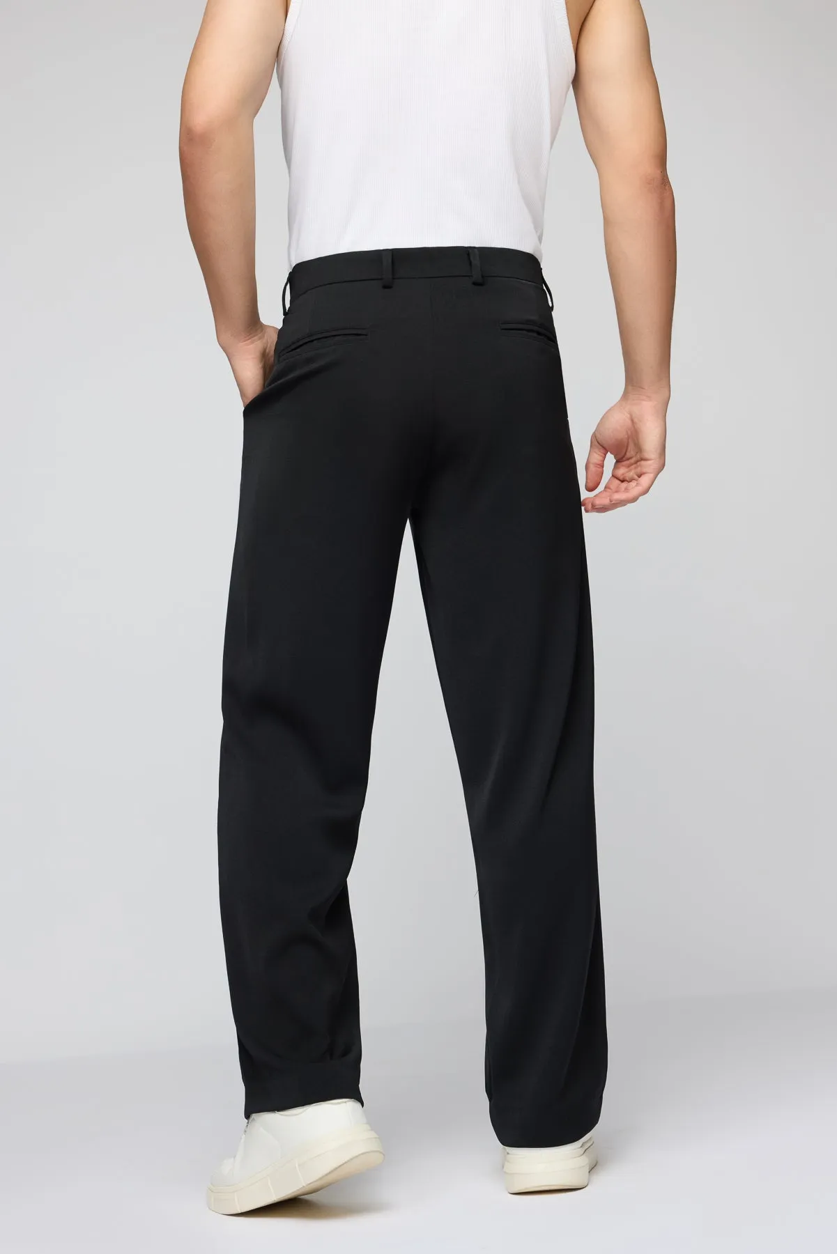 Classic Black Men's Pleated Korean Pants