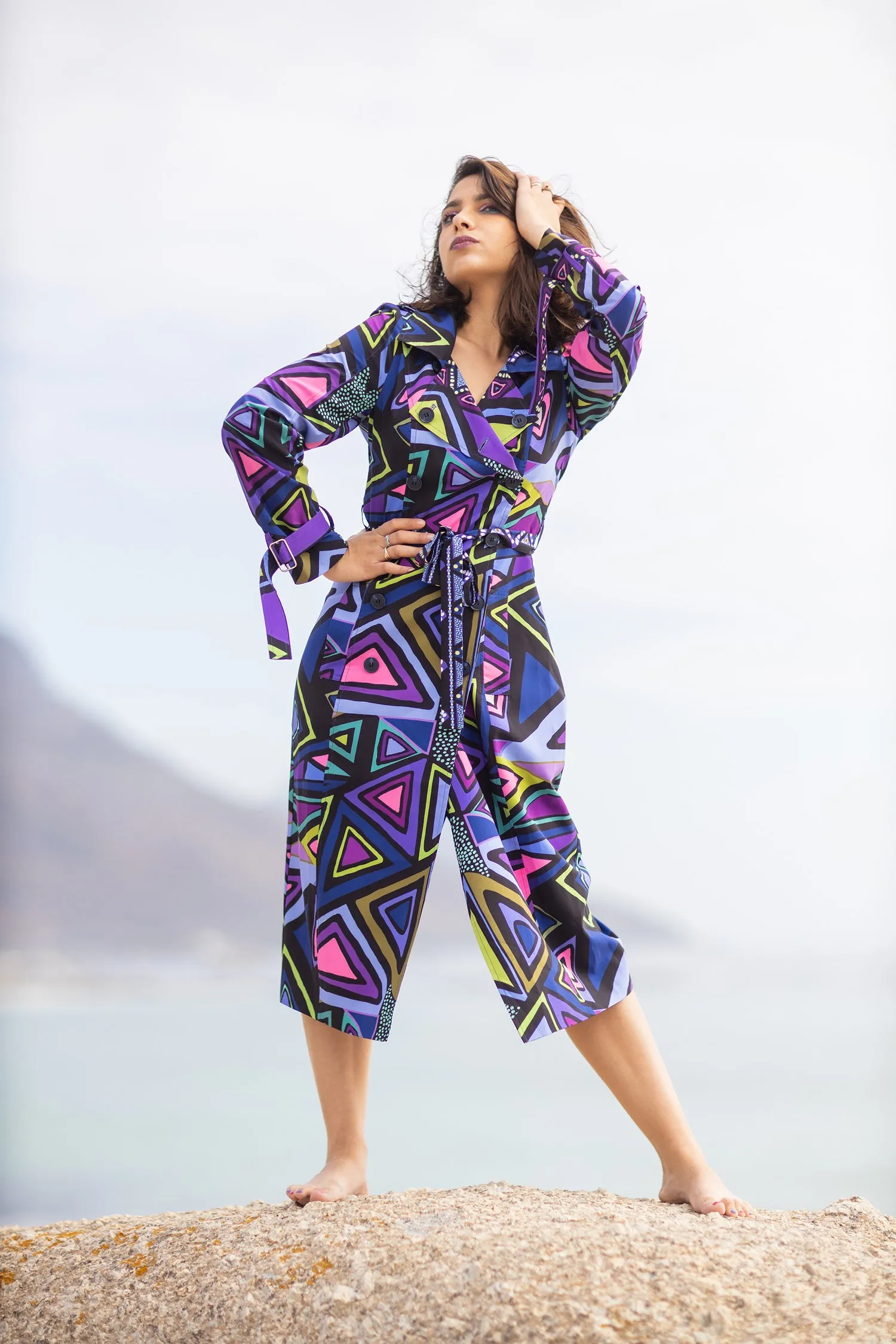 Classic Classic Geometric Print Trench Coat