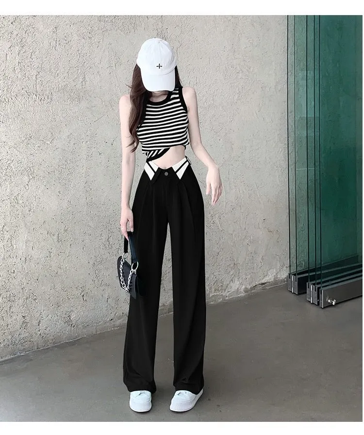 Collar Belt Korean Baggy Pant