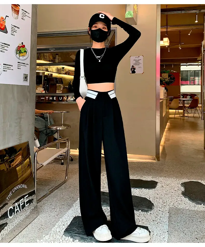 Collar Belt Korean Baggy Pant