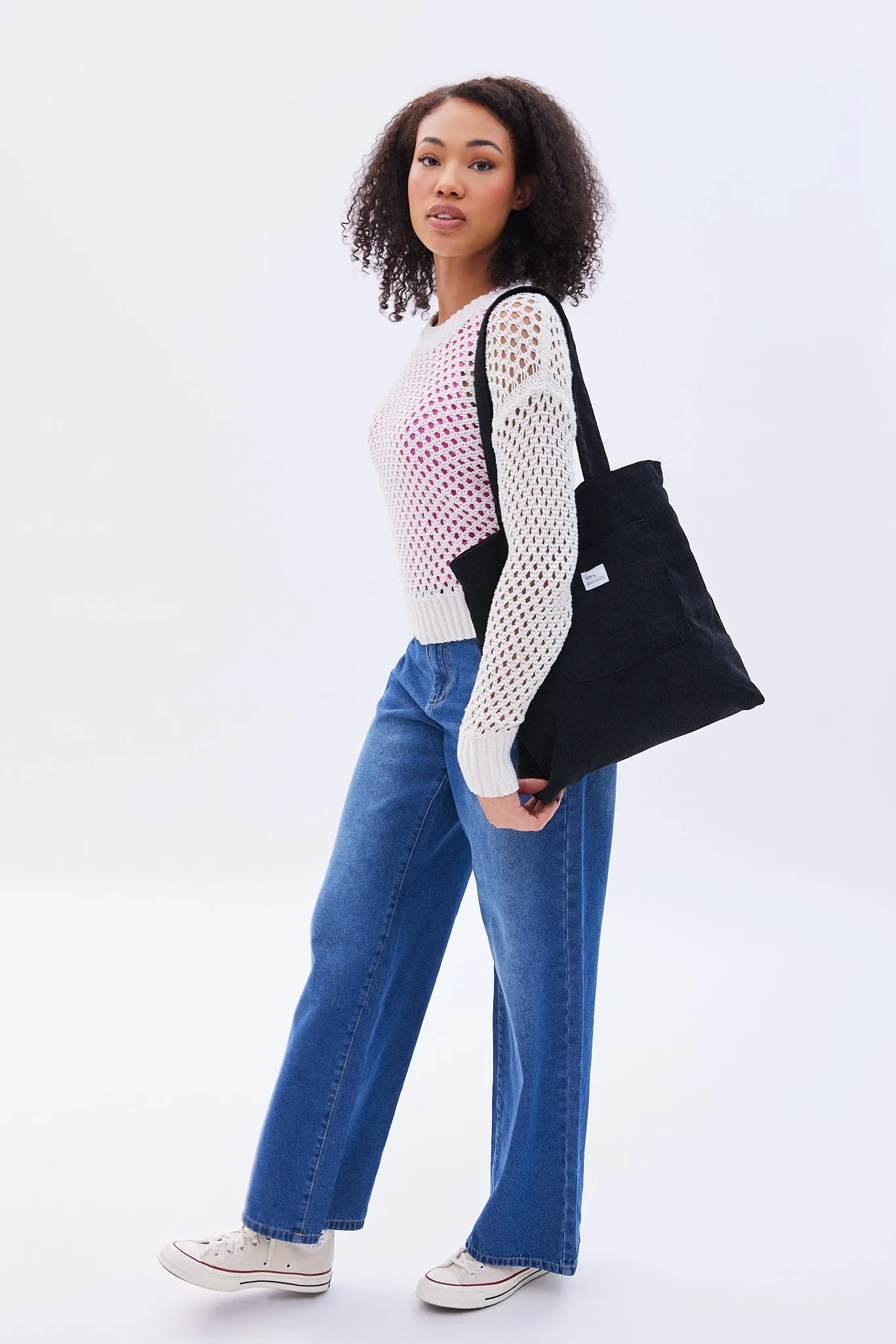 Crochet Crew Neck Pullover Sweater