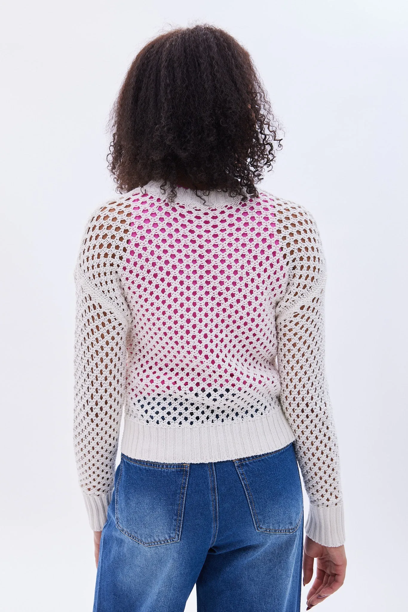 Crochet Crew Neck Pullover Sweater