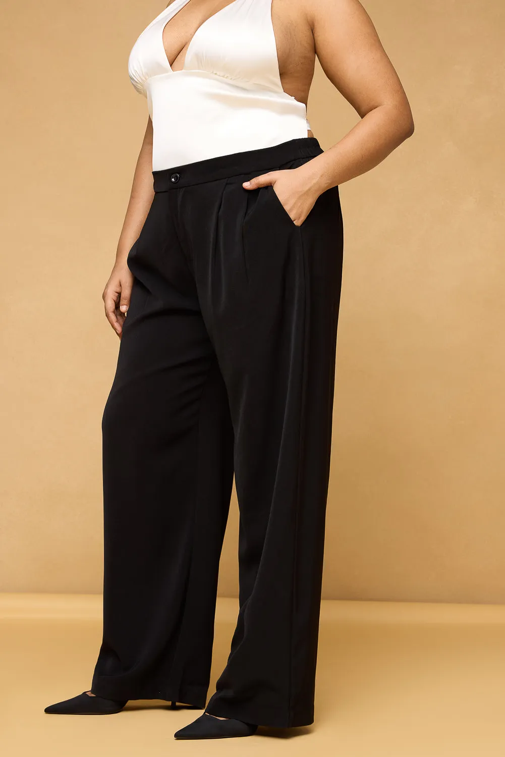 Curve Black Pleated Korean Pants