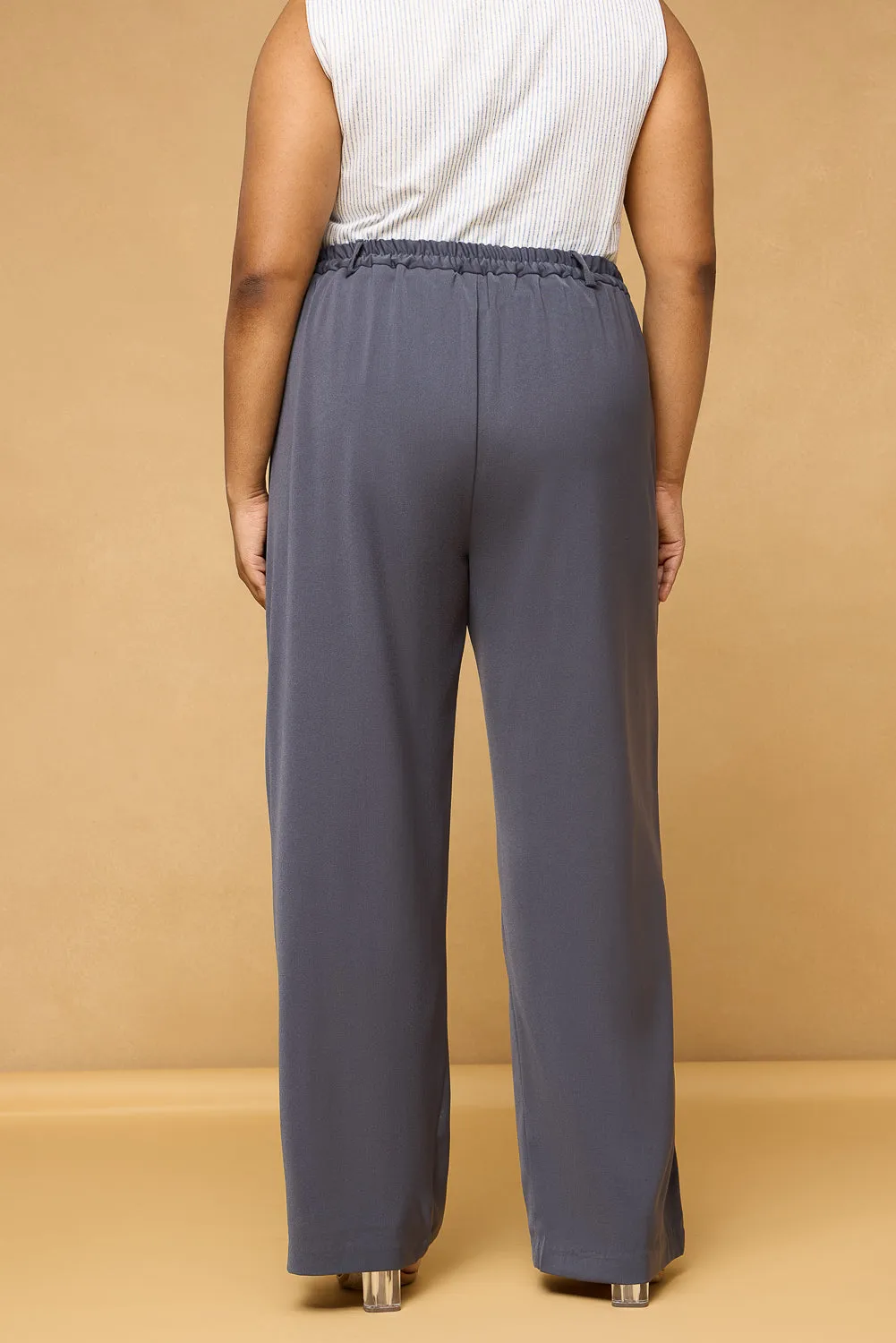 Curve Charcoal Grey Sleek Korean Pants