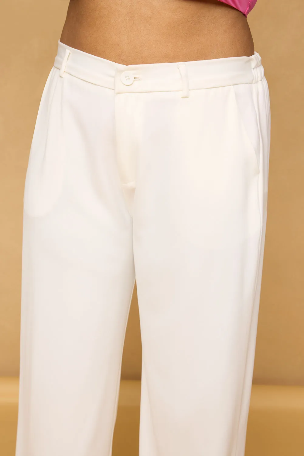 Curve Seoul White Sleek Korean Pants