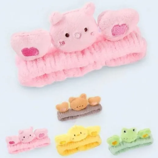 Cute cute! Spa Facial Headbands, Face Washing Sweat Absorption Headband with Animals Decor, Makeup Shower Elastic Hair Accessories