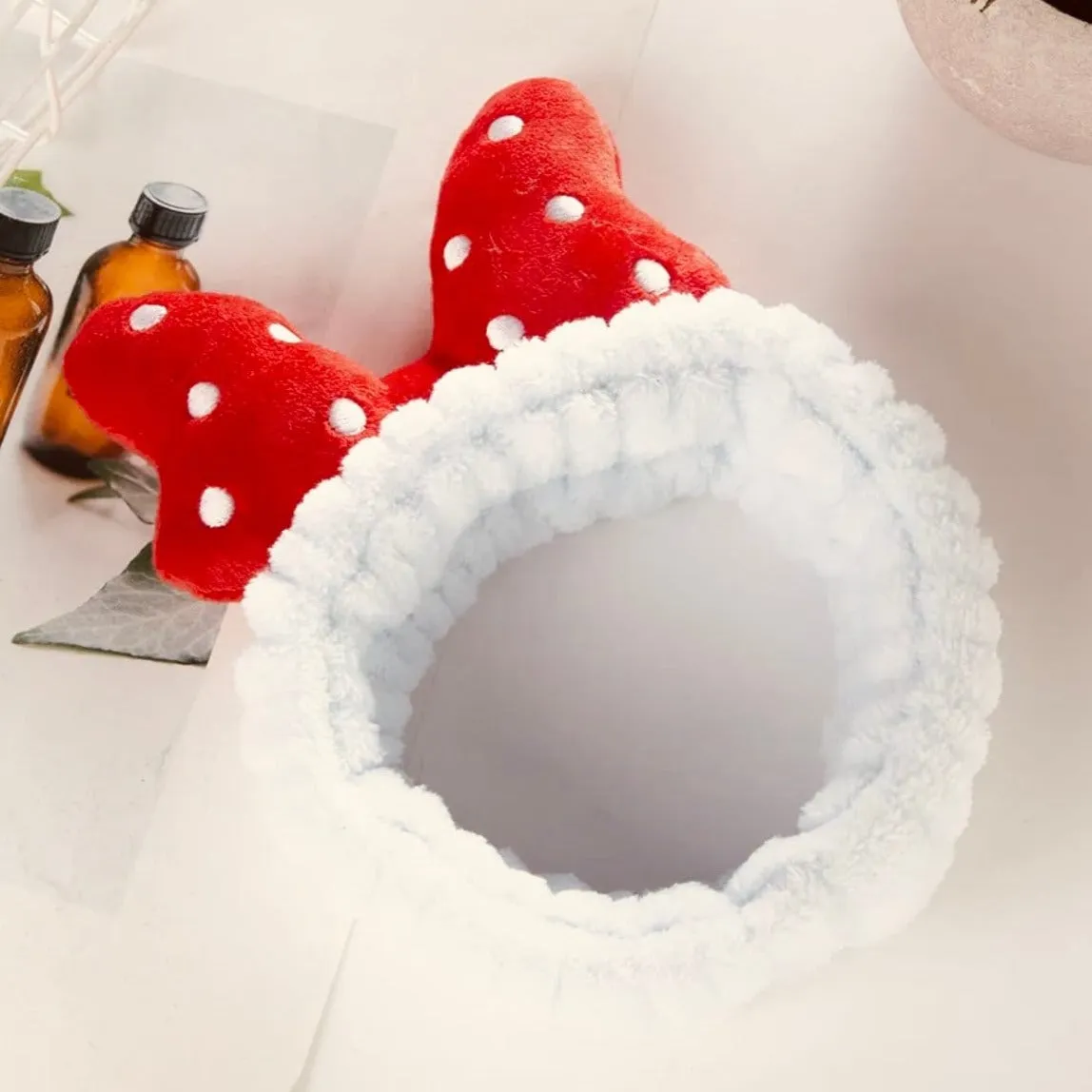 Cute Lovely Bow Makeup Headband for Washing Face, High Elasticity Bowknot Coral Fleece Skincare Headbands