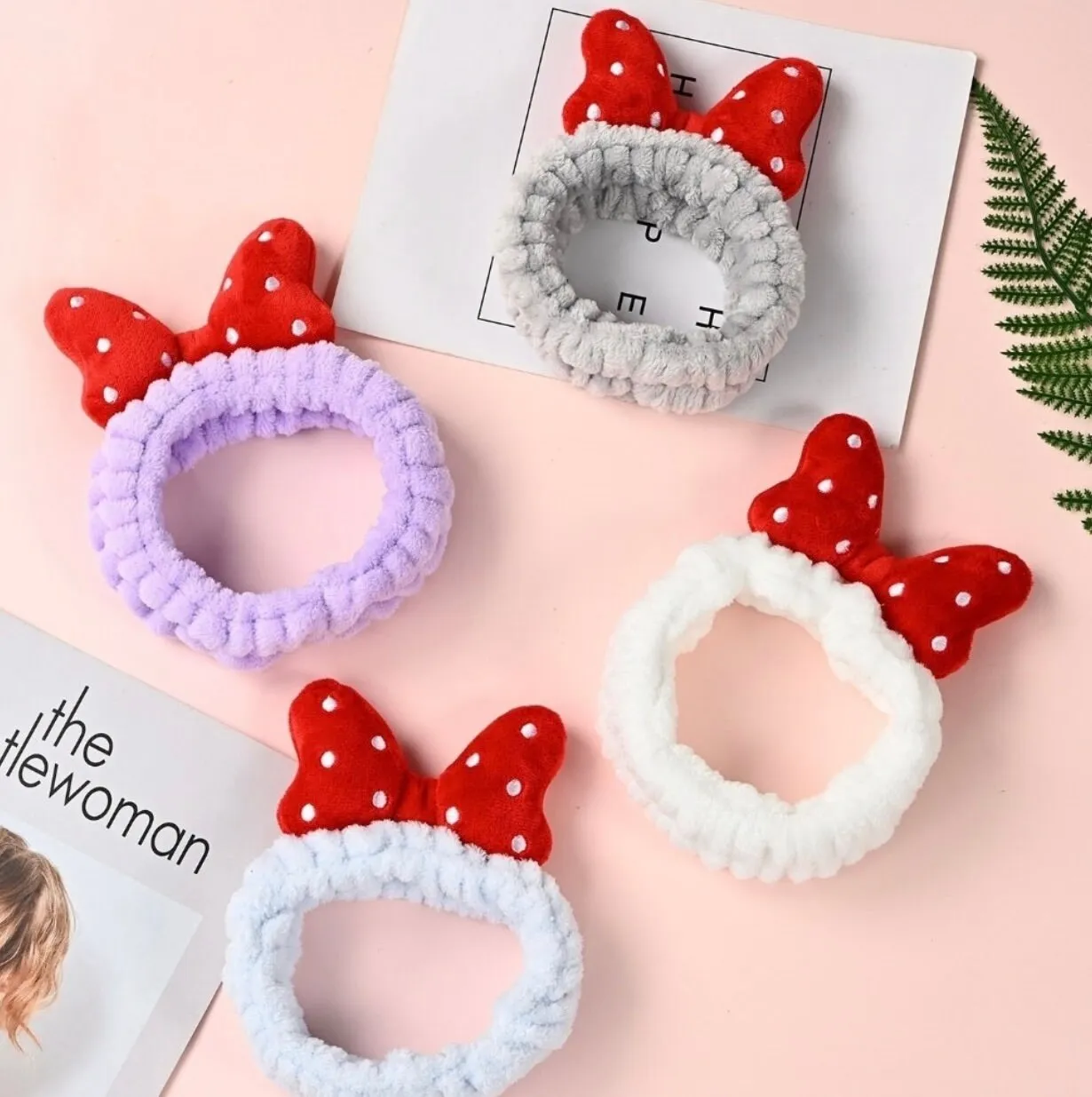 Cute Lovely Bow Makeup Headband for Washing Face, High Elasticity Bowknot Coral Fleece Skincare Headbands