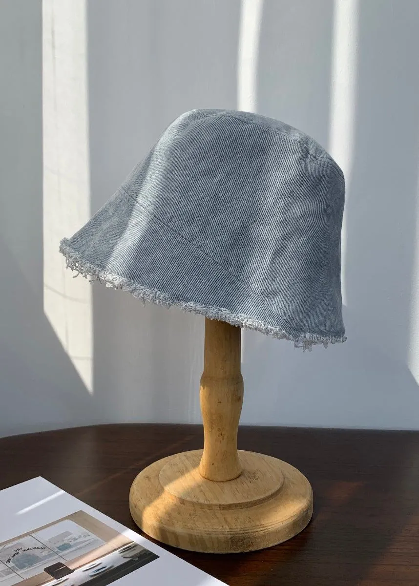 Distressed At The Edges distressed seam denim bucket hat