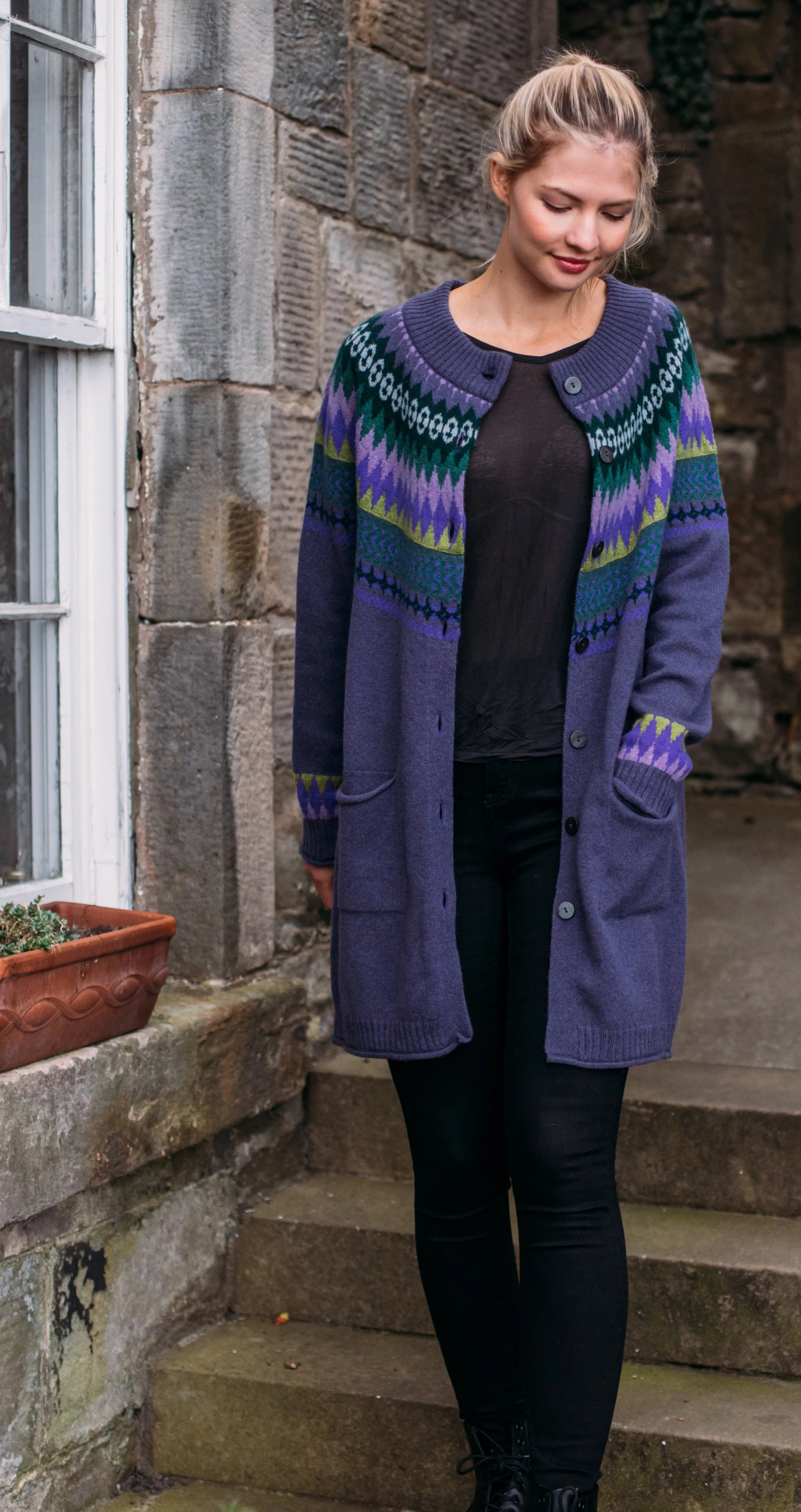 Eribe Cairngorm Long Cardigan in Violetta