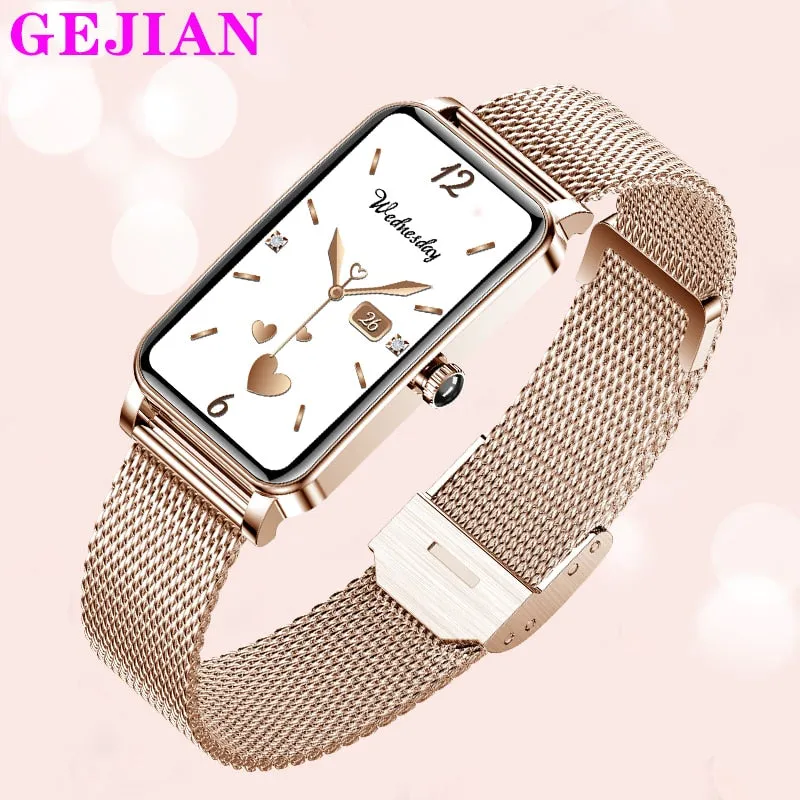 GEJIAN Fashion Smart Watch Women Watches Heart Rate Monitor Call reminder Bluetooth Ladies smartwatch woman For IOS Android  Box