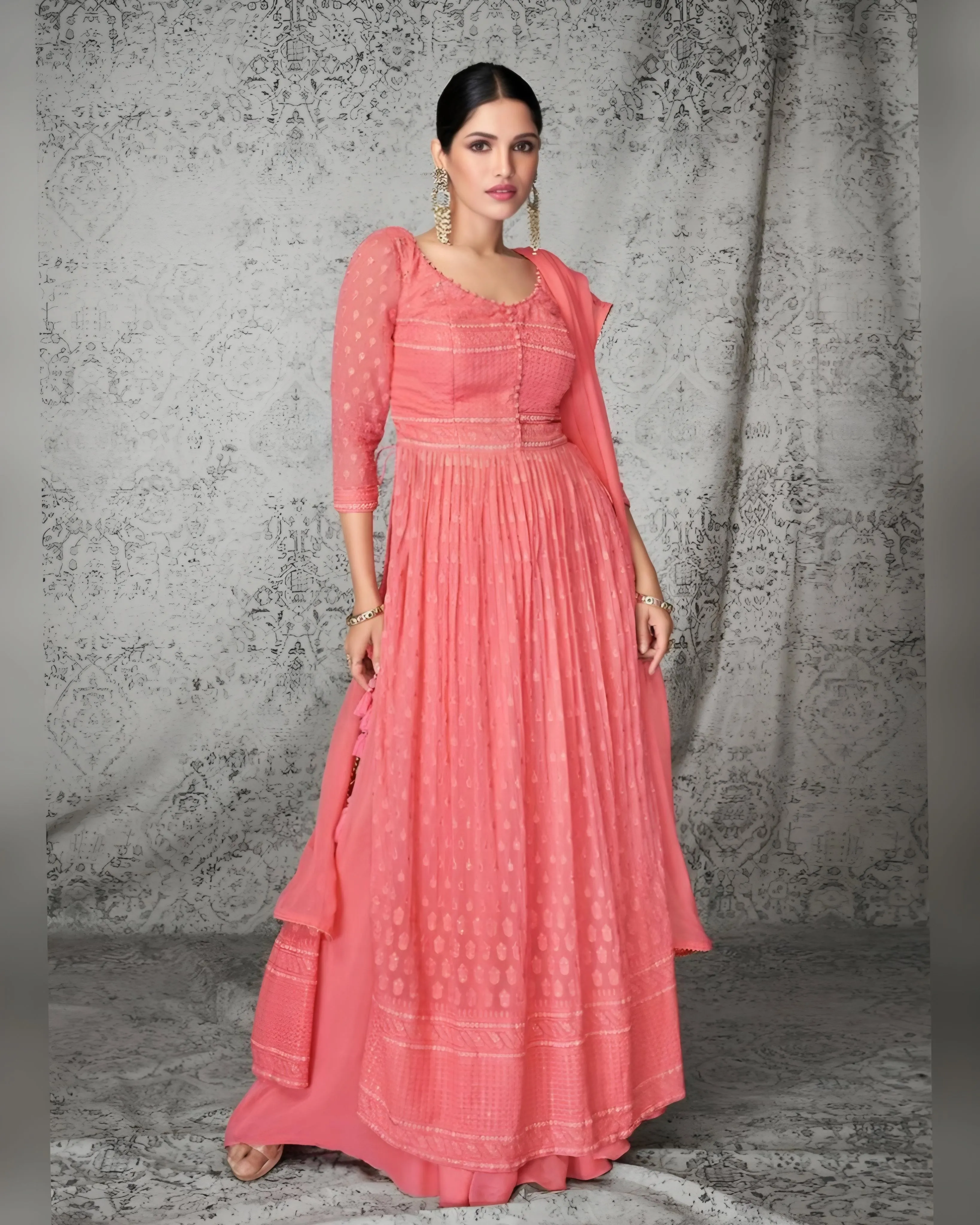 Georgette Palazzo style Salwar Suits Pink