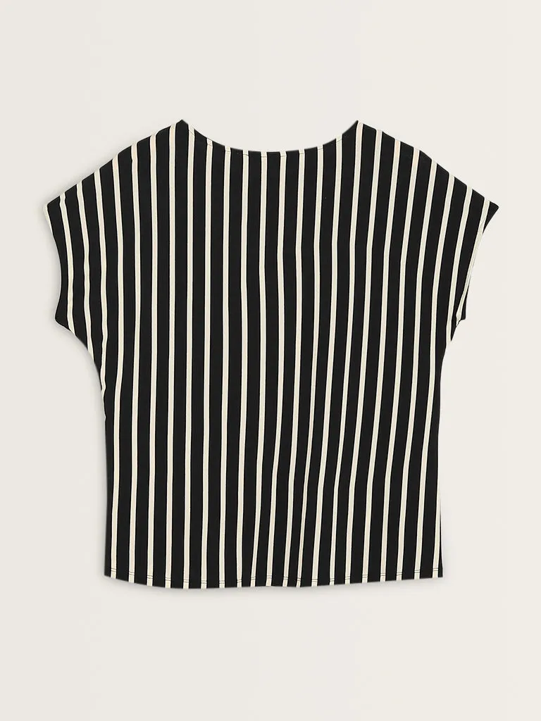 Gia Black Striped Top