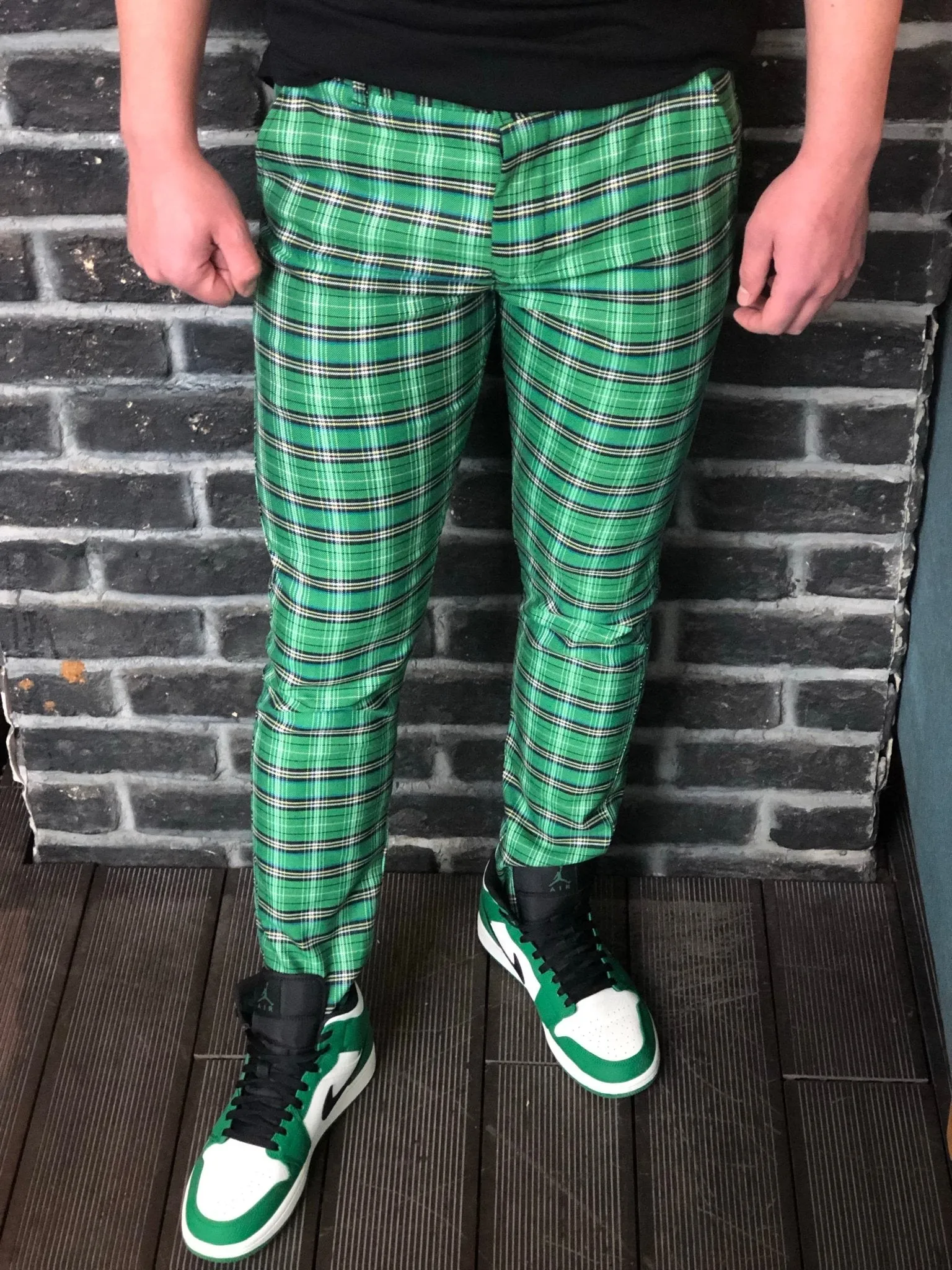 Green Checkered Slim Fit Casual Pant DJ104 Streetwear Pant