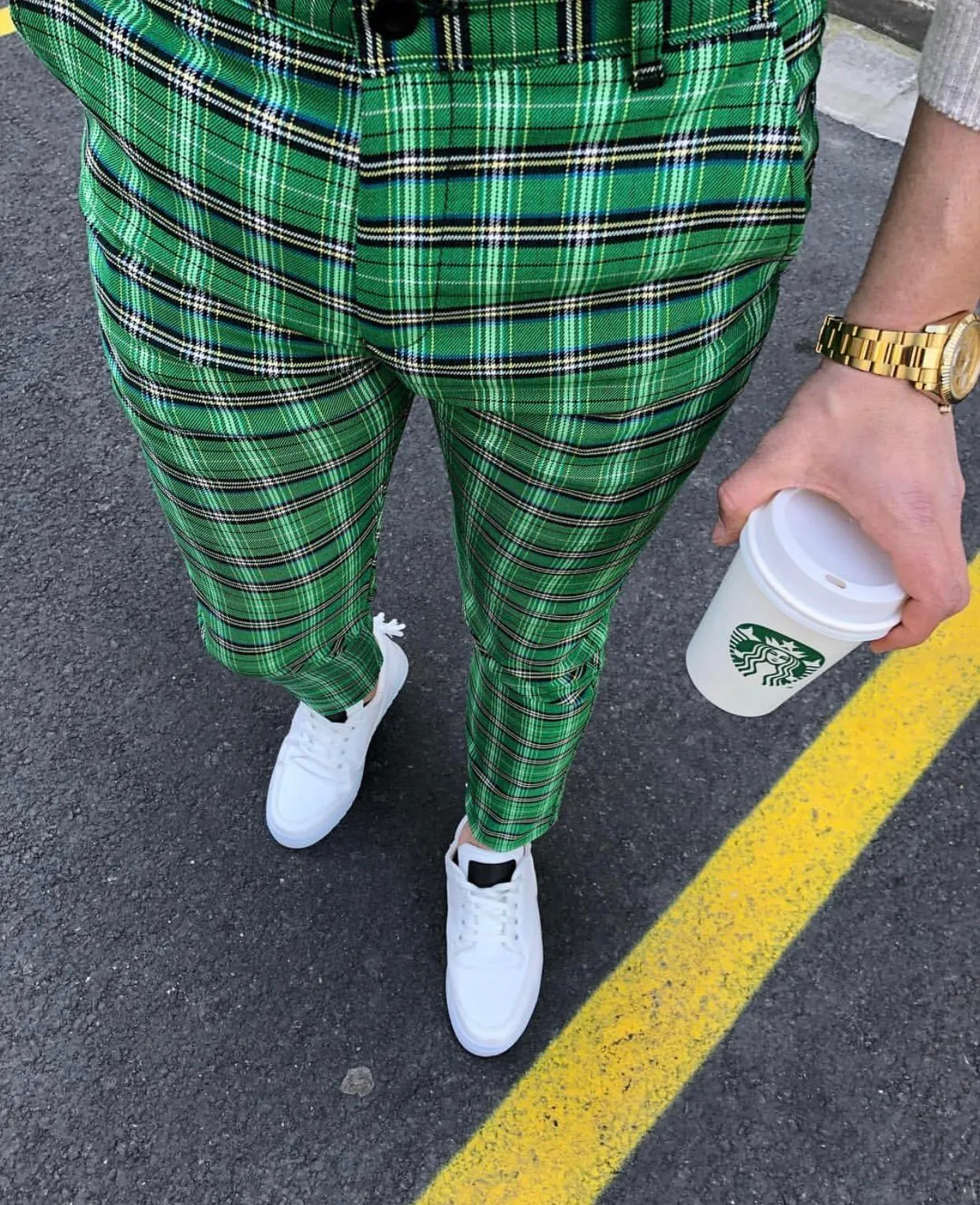 Green Checkered Slim Fit Casual Pant DJ104 Streetwear Pant