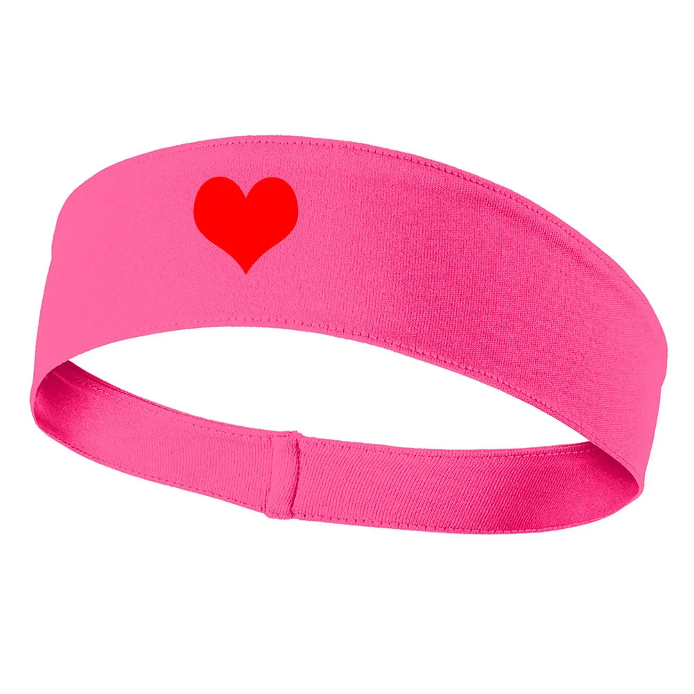 Heart Love Symbol Graphic Printed Moisture Wicking Headbands for Men and Women