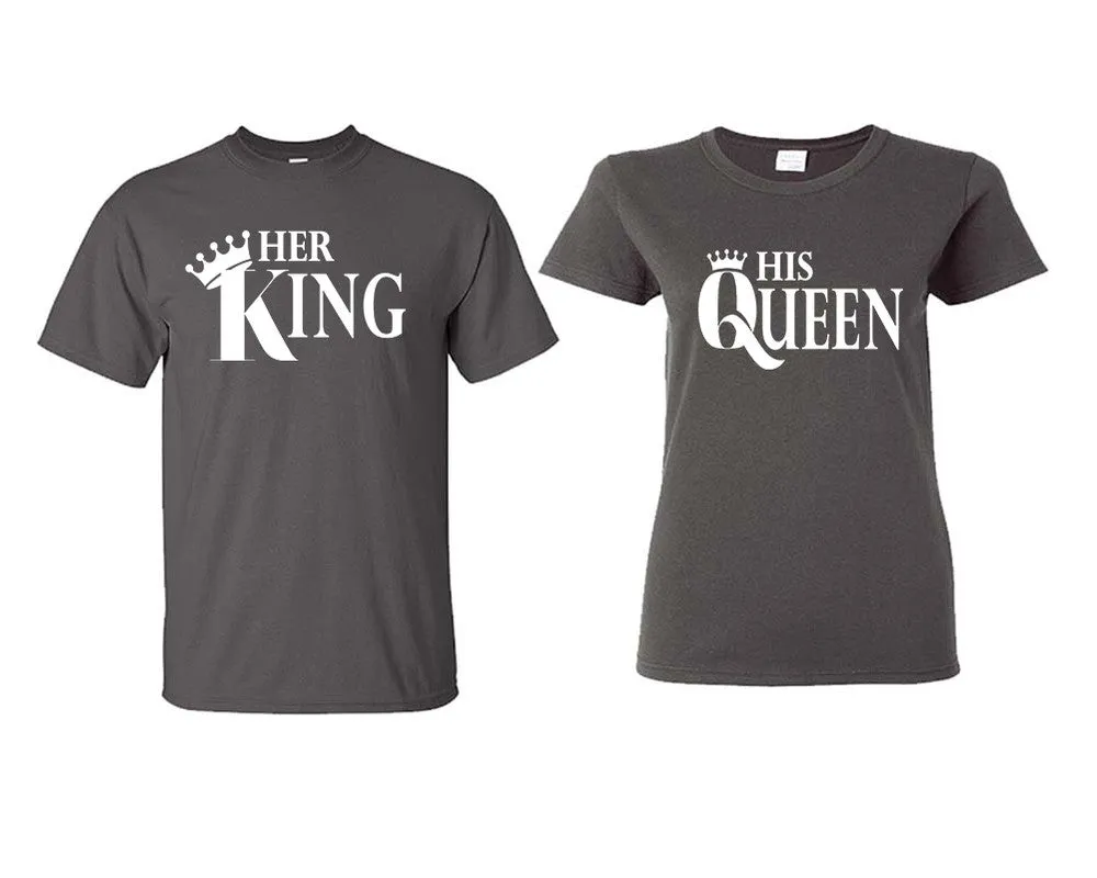 Her King His Queen Couple Matching T Shirts Man and Woman Style Shirts