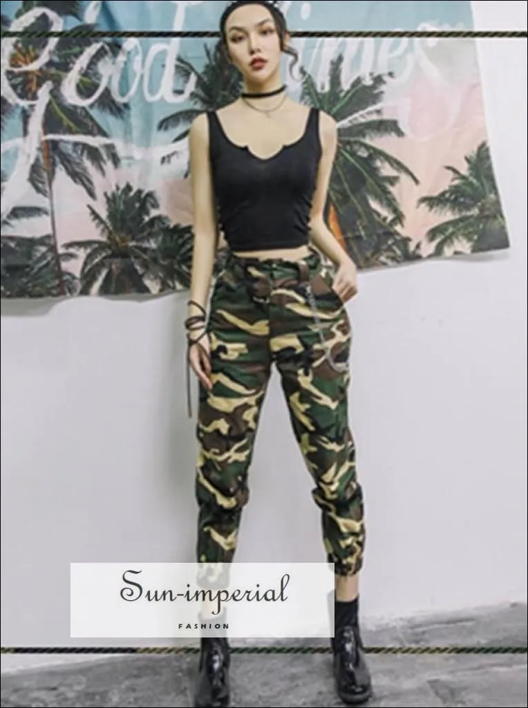 High Waist Pants Cargo Loose Joggers Women Pants Street Wear Punk Style Black/khaki Trousers