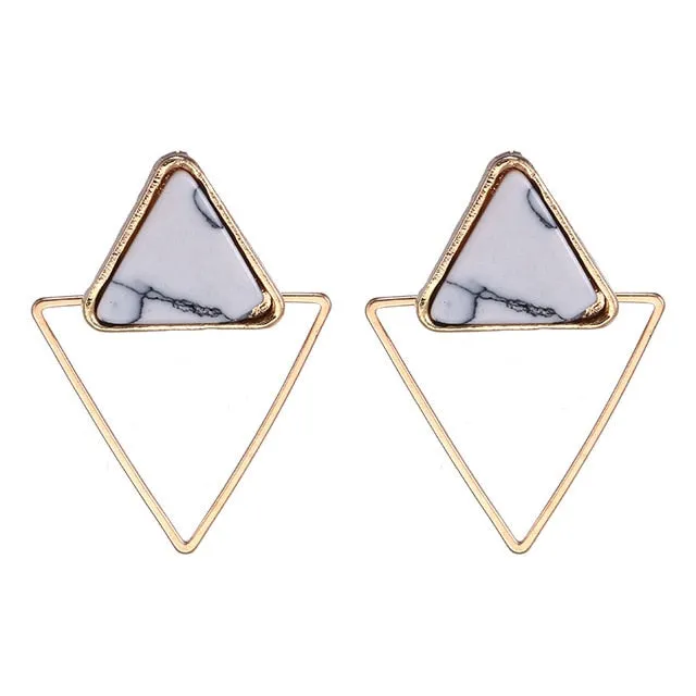 Hollow Geometric Pendant Earrings