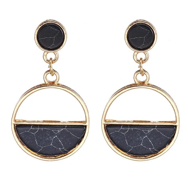 Hollow Geometric Pendant Earrings