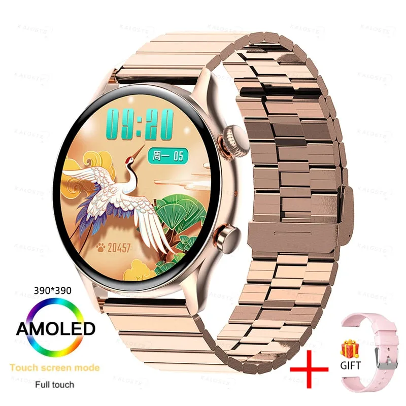 KALOSTE Smart Watch AMOLED HD Screen Always On Display Women Watches Bluetooth Call IP68 Waterproof Sport fitness Men Smartwatch