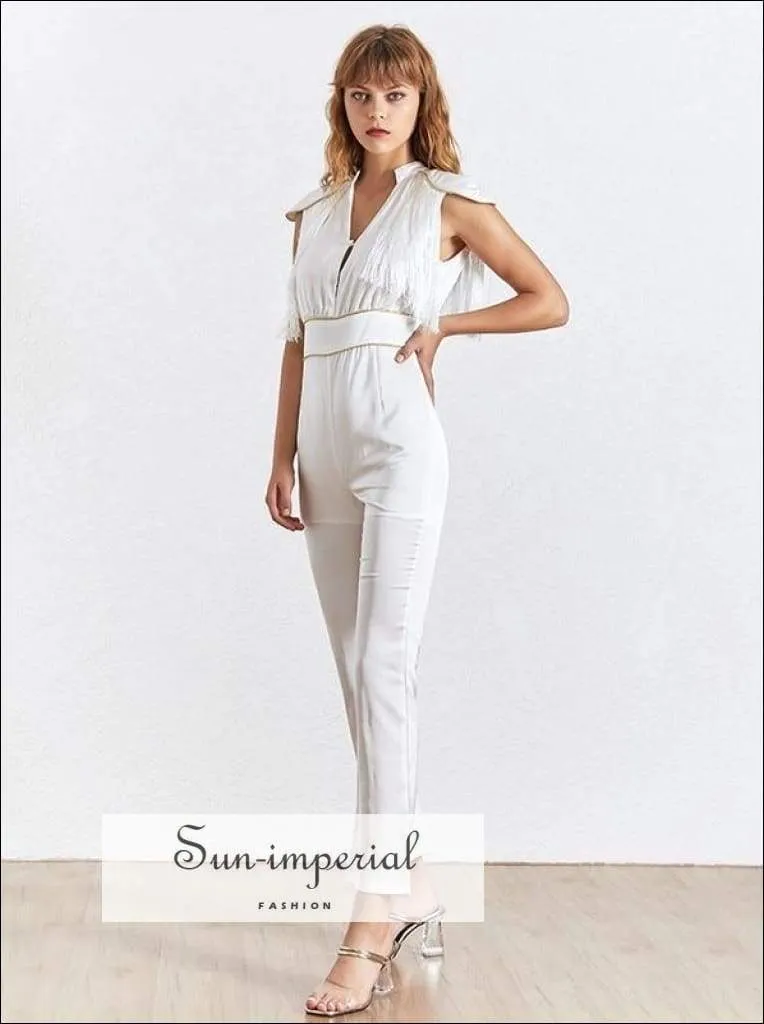 Kate Jumpsuit - Solid Black /white Sleeveless Jumpsuit High Waist Slim Cut