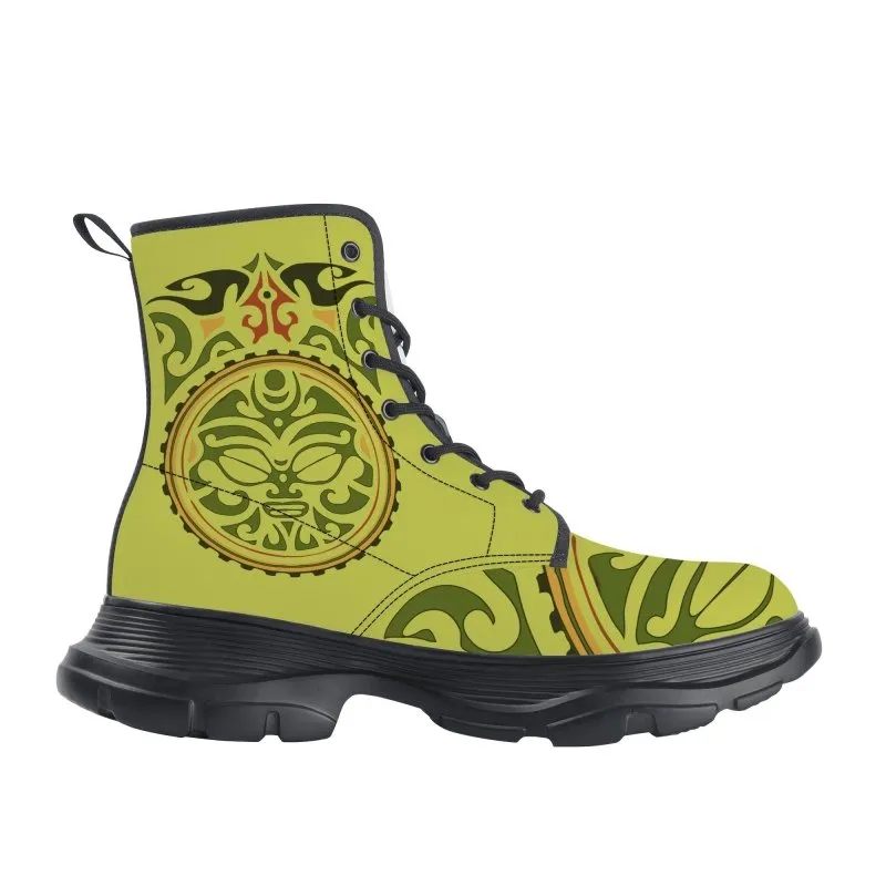 KM Chunky Boots - Polynesian graphic style