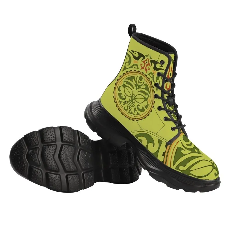 KM Chunky Boots - Polynesian graphic style