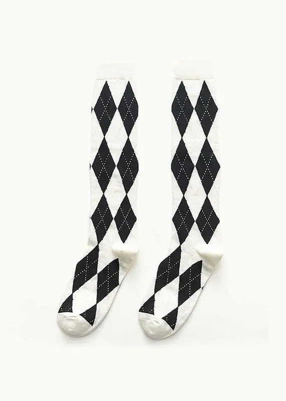 Knee high argyle checkered socks